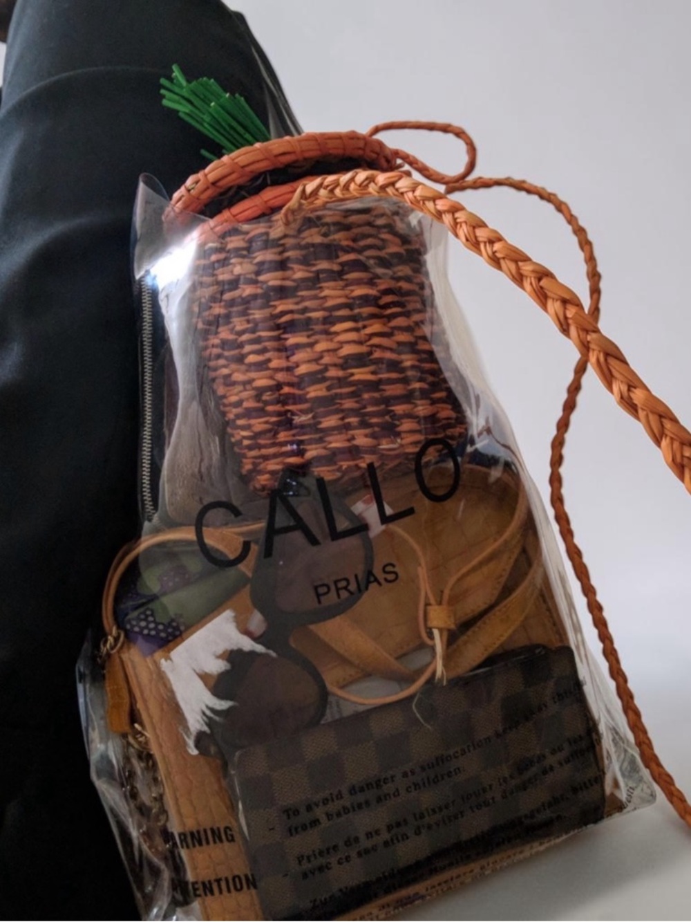 Unbranded Clear Tote Bag with Black Callo Prias Logo and Print, One Size